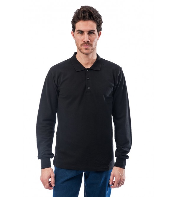 Comfort Polo Yaka Uzun Kollu Penye T-shirt